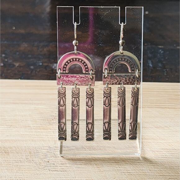 Brighton etched‎ and scrolled Dangle chandelier French wire earrings - Picture 3 of 8